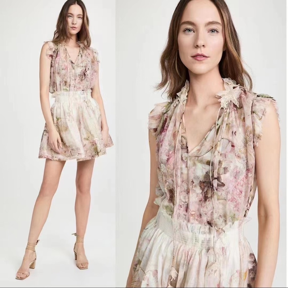 Zimmermann Dancer Silk Floral Tank